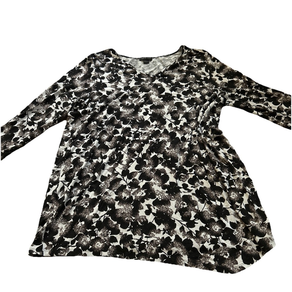 J JILL Wearever Collection Print Stretch Rayon Knit T Shirt Top Small